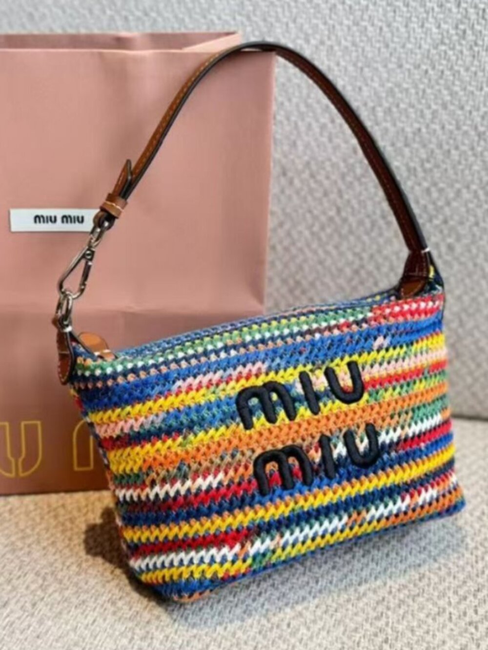 Miu Miu Multicolor Knit Shoulder Pouch